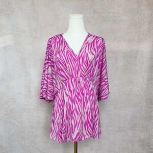 Dear Scarlett Vibrant Pink Zebra Print Shirt/Dress with Flowy Dolman Sleeves